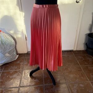Haute Monde Coral Pleated Midi Skirt
